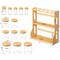 Basicwise Minimalist Two-Tier Bamboo Lazy Susan Turntable with 8 Pcs 12 oz Airtight Lid Glass Jars, Versatile Spice Rack Organizer, Perfect for Kitchen Countertops, Dining Tables, and Pantry Cabinets